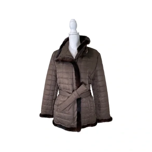 Quilted Jacket with Mahogany Mink Trim